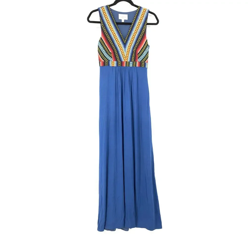 Anthropologie Sabine Beatriz Maxi Dress Womens Size XS Blue Multicolor  Woven Top